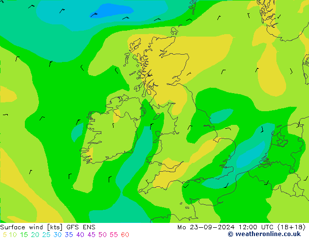 Surface wind GFS ENS Mo 23.09.2024 12 UTC