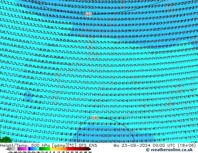 Height/Temp. 500 гПа GFS ENS пн 23.09.2024 00 UTC