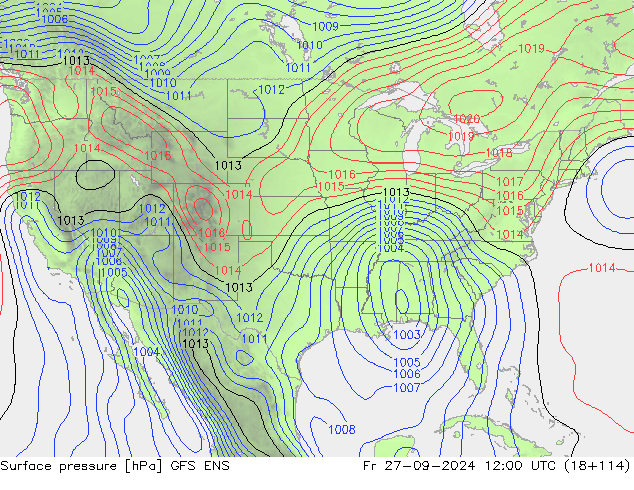 Presión superficial GFS ENS vie 27.09.2024 12 UTC