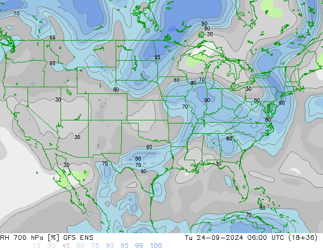 Humidité rel. 700 hPa GFS ENS mar 24.09.2024 06 UTC