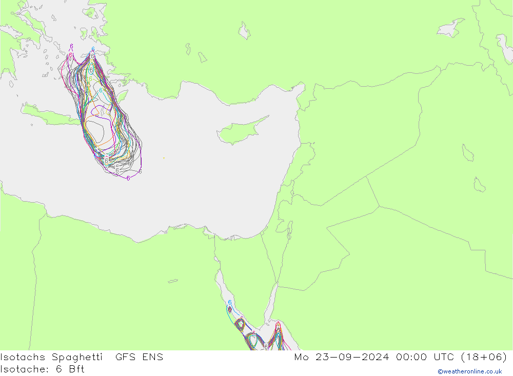 Isotachs Spaghetti GFS ENS Mo 23.09.2024 00 UTC