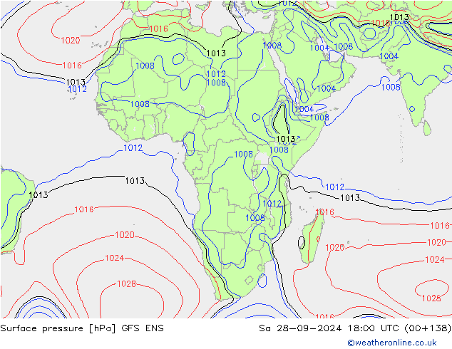 Surface pressure GFS ENS Sa 28.09.2024 18 UTC