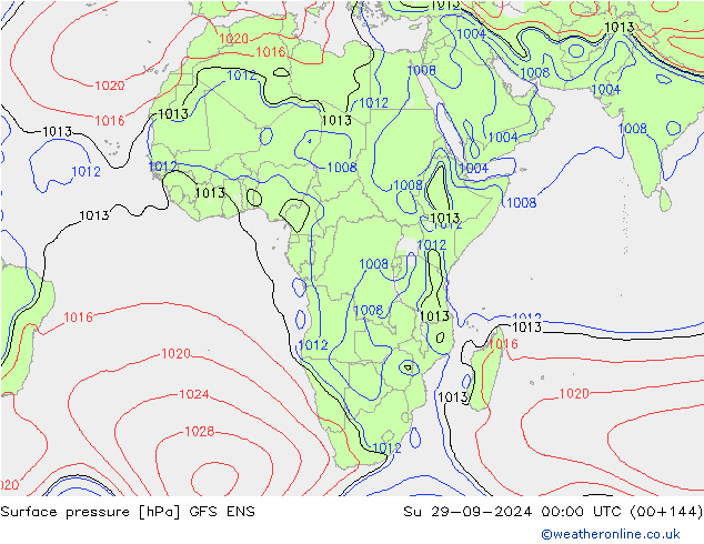 Pressione al suolo GFS ENS dom 29.09.2024 00 UTC