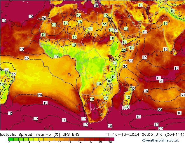 Isotachs Spread GFS ENS  10.10.2024 06 UTC