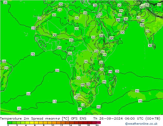 карта температуры Spread GFS ENS чт 26.09.2024 06 UTC