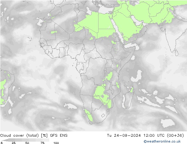 Cloud cover (total) GFS ENS Tu 24.09.2024 12 UTC