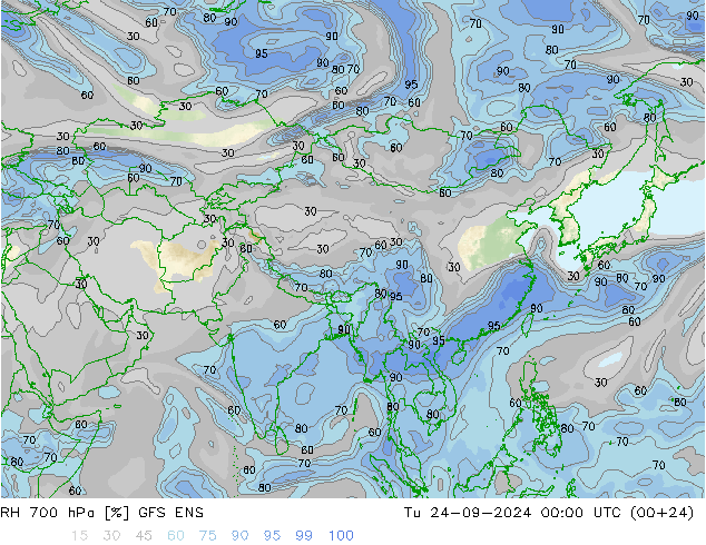 Humedad rel. 700hPa GFS ENS mar 24.09.2024 00 UTC