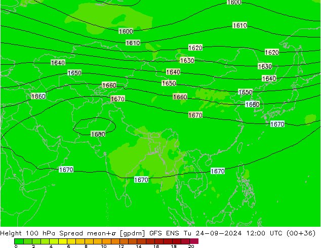 Height 100 hPa Spread GFS ENS Ter 24.09.2024 12 UTC