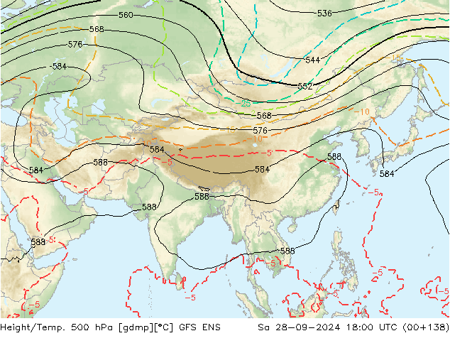 Height/Temp. 500 hPa GFS ENS Sa 28.09.2024 18 UTC