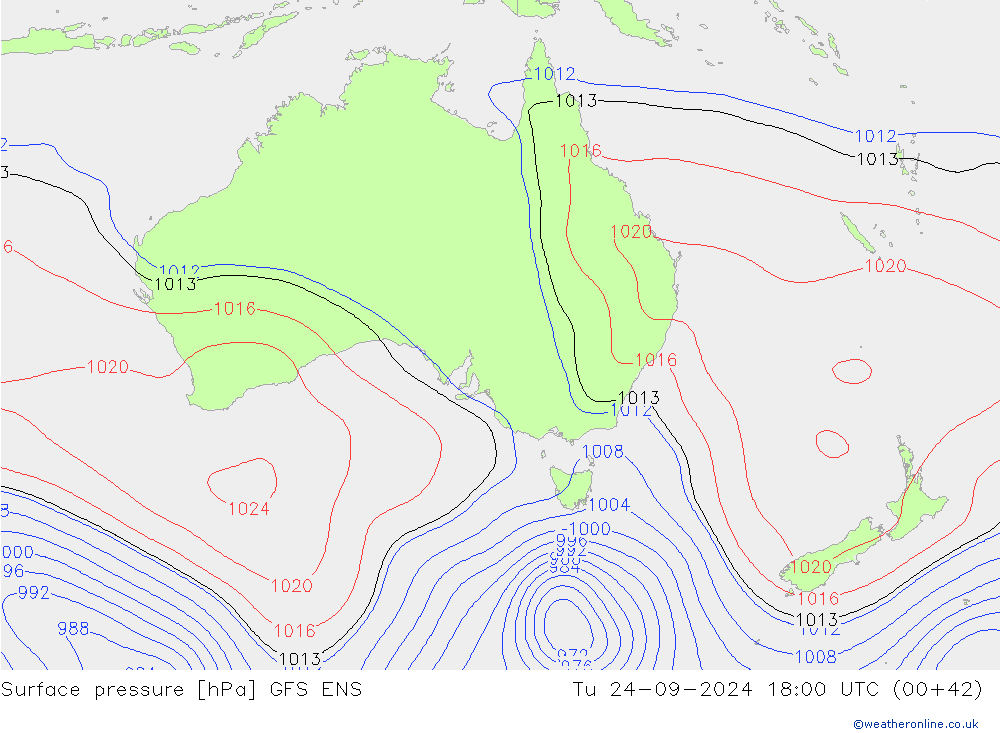 Surface pressure GFS ENS Tu 24.09.2024 18 UTC