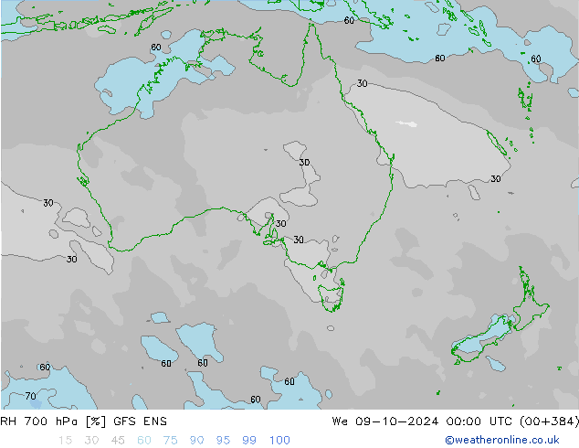 RH 700 hPa GFS ENS mer 09.10.2024 00 UTC