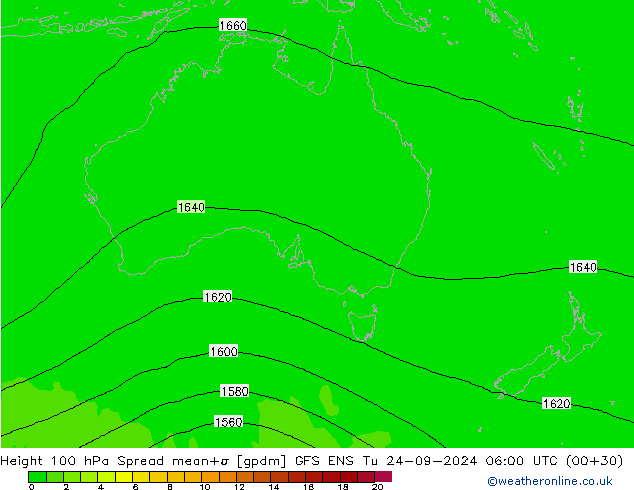 Geop. 100 hPa Spread GFS ENS mar 24.09.2024 06 UTC