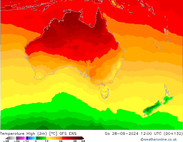 Temperature High (2m) GFS ENS Sa 28.09.2024 12 UTC