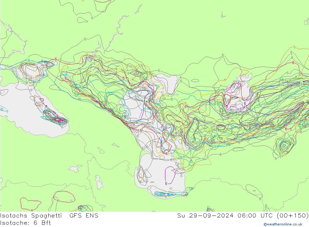 Isotachs Spaghetti GFS ENS Su 29.09.2024 06 UTC