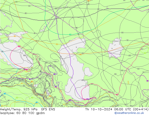 Height/Temp. 925 гПа GFS ENS чт 10.10.2024 06 UTC