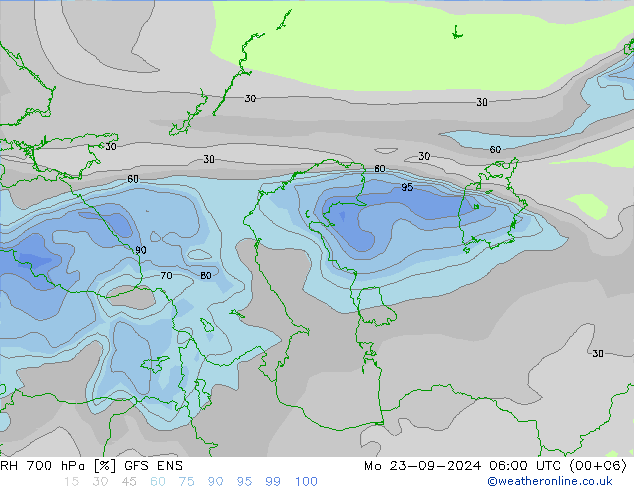 RH 700 hPa GFS ENS Po 23.09.2024 06 UTC