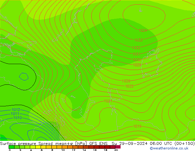 pression de l'air Spread GFS ENS dim 29.09.2024 06 UTC