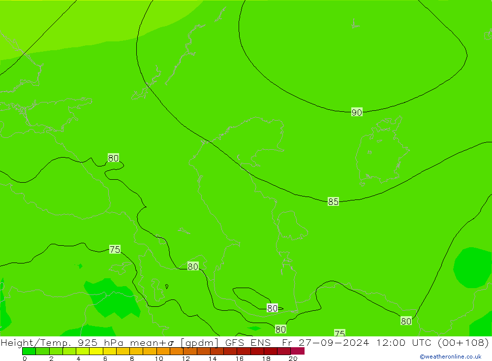 Height/Temp. 925 hPa GFS ENS ven 27.09.2024 12 UTC