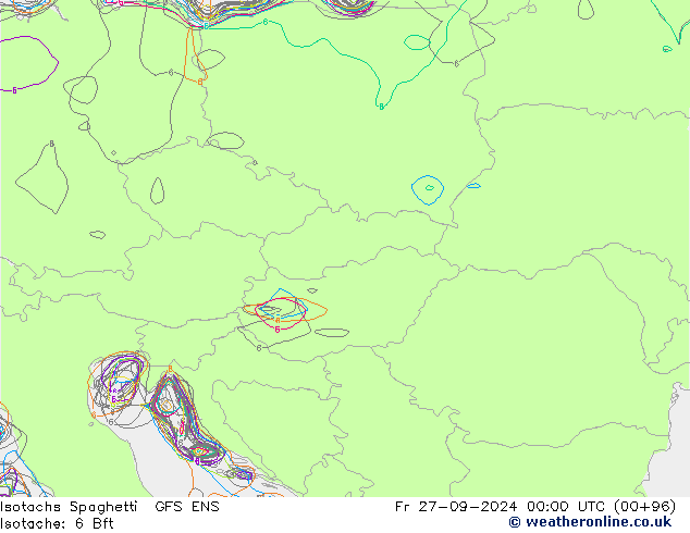 Isotachs Spaghetti GFS ENS Pá 27.09.2024 00 UTC