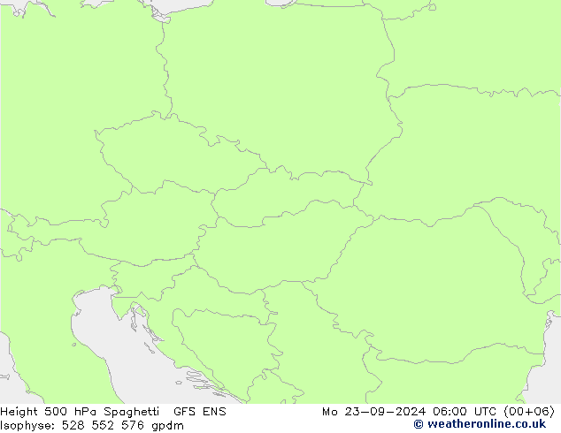 Height 500 hPa Spaghetti GFS ENS Mo 23.09.2024 06 UTC