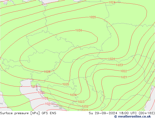 Atmosférický tlak GFS ENS Ne 29.09.2024 18 UTC