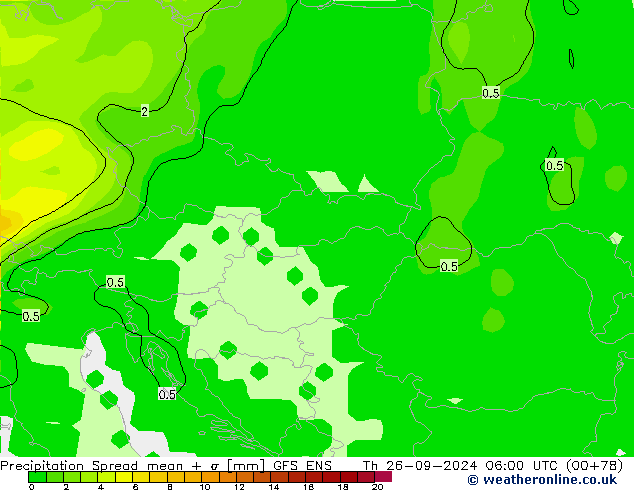 Niederschlag  Spread GFS ENS Do 26.09.2024 06 UTC