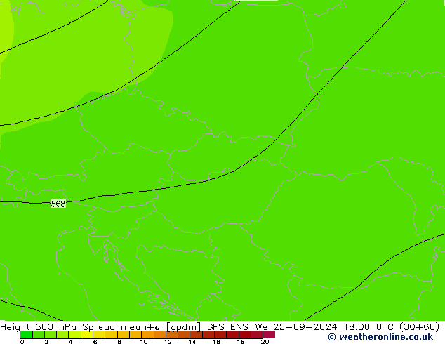 Height 500 hPa Spread GFS ENS  25.09.2024 18 UTC