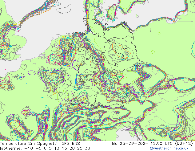 Temperaturkarte Spaghetti GFS ENS Mo 23.09.2024 12 UTC