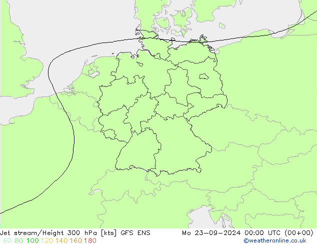 Jet stream/Height 300 hPa GFS ENS Mo 23.09.2024 00 UTC