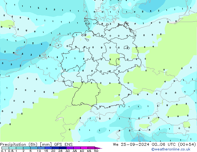 Precipitation (6h) GFS ENS St 25.09.2024 06 UTC