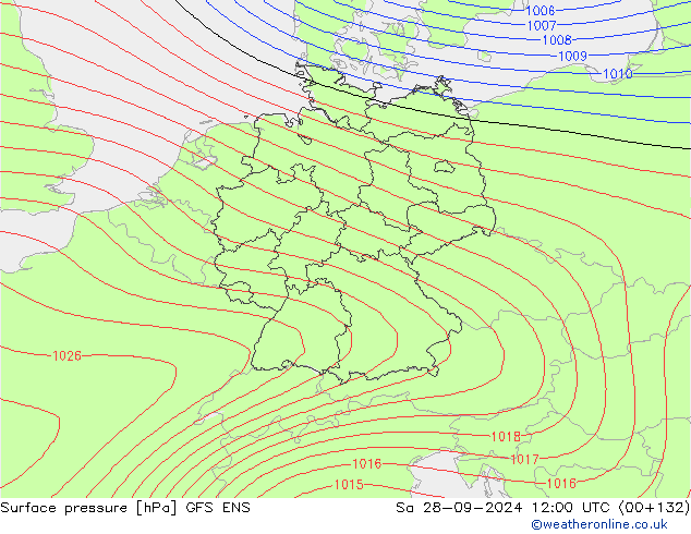 Surface pressure GFS ENS Sa 28.09.2024 12 UTC