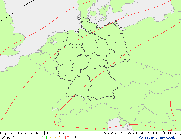 High wind areas GFS ENS lun 30.09.2024 00 UTC