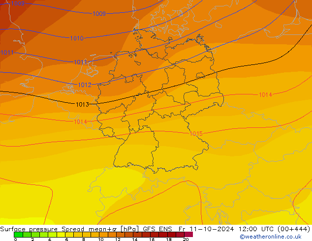 Surface pressure Spread GFS ENS Fr 11.10.2024 12 UTC