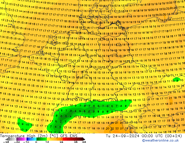 Temperature High (2m) GFS ENS Tu 24.09.2024 00 UTC