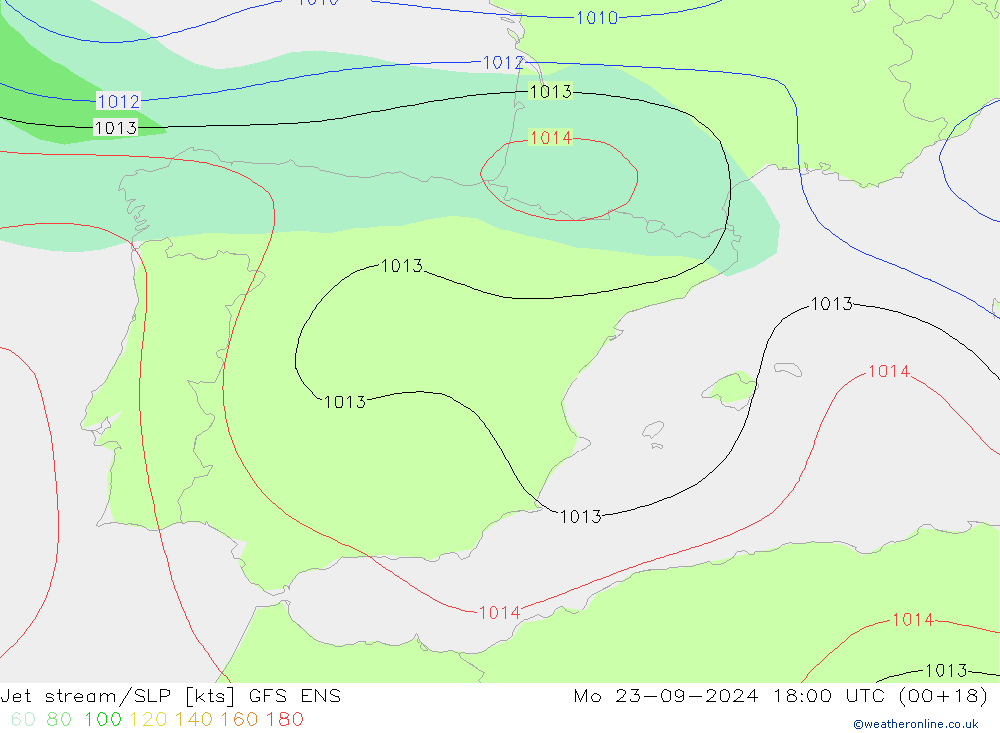 Jet Akımları/SLP GFS ENS Pzt 23.09.2024 18 UTC