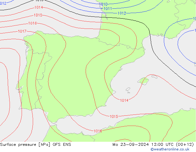 Presión superficial GFS ENS lun 23.09.2024 12 UTC