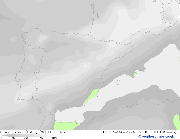 Nubi (totali) GFS ENS ven 27.09.2024 00 UTC