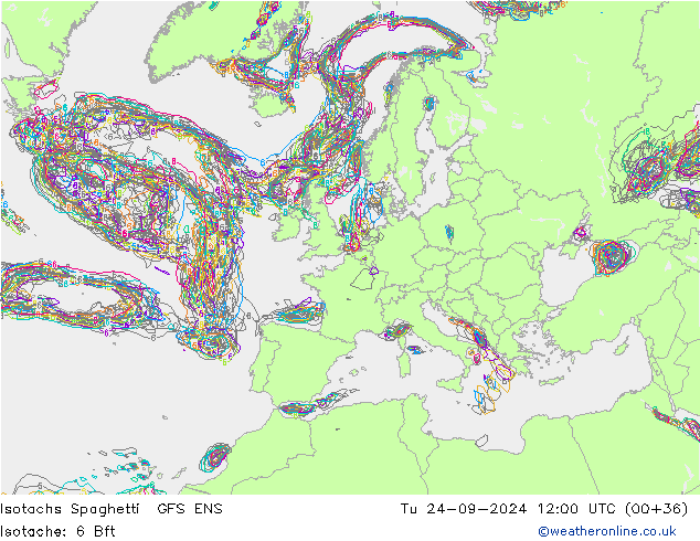 Isotachs Spaghetti GFS ENS Ter 24.09.2024 12 UTC