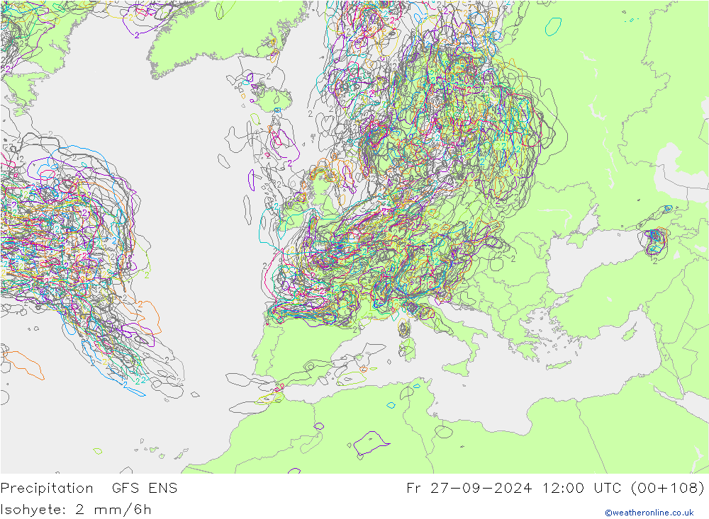 Precipitation GFS ENS Fr 27.09.2024 12 UTC