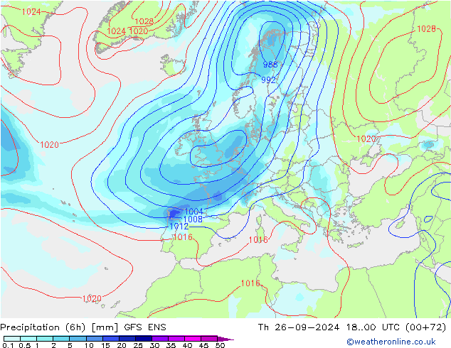 Précipitation (6h) GFS ENS jeu 26.09.2024 00 UTC