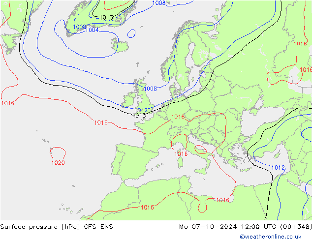 Surface pressure GFS ENS Mo 07.10.2024 12 UTC