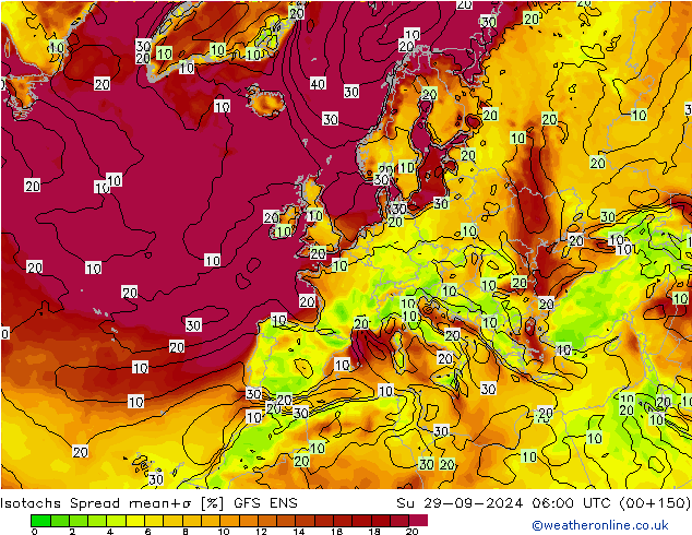 Isotachen Spread GFS ENS So 29.09.2024 06 UTC