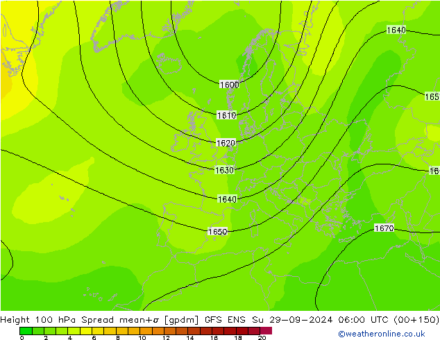 Height 100 hPa Spread GFS ENS So 29.09.2024 06 UTC