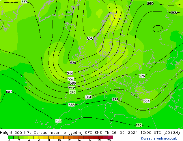 500 hPa Yüksekliği Spread GFS ENS Per 26.09.2024 12 UTC