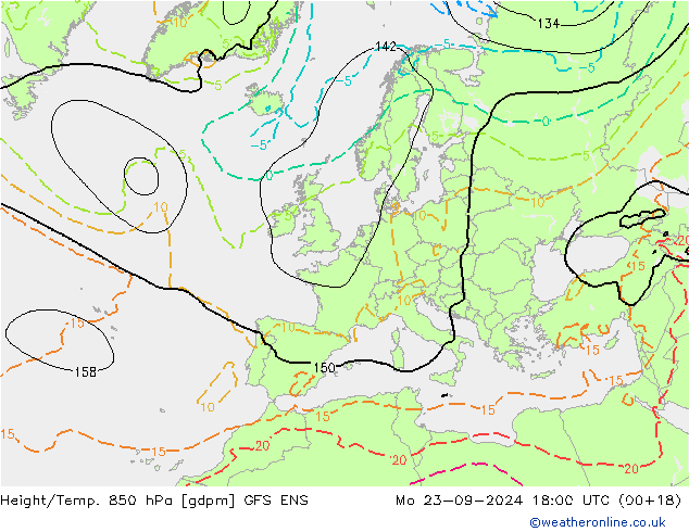 Height/Temp. 850 гПа GFS ENS пн 23.09.2024 18 UTC