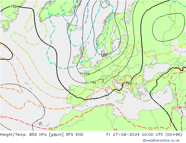 Height/Temp. 850 hPa GFS ENS Fr 27.09.2024 00 UTC