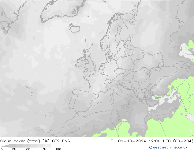 Bewolking (Totaal) GFS ENS di 01.10.2024 12 UTC