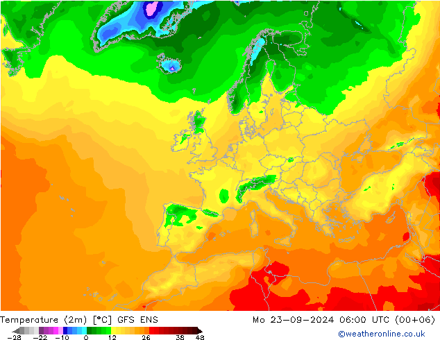 карта температуры GFS ENS пн 23.09.2024 06 UTC