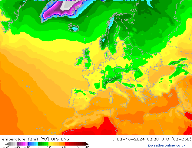 Temperatura (2m) GFS ENS mar 08.10.2024 00 UTC