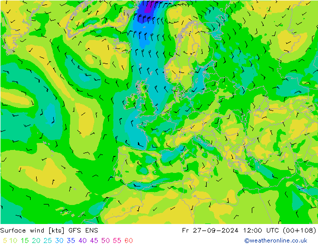 Vento 10 m GFS ENS Sex 27.09.2024 12 UTC